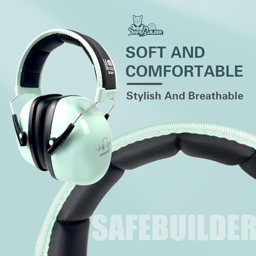 SAFEBUILDER Ear Protection Ear muffs Noise Reduction NRR 28dB Adjustable Hearing Protection for Working Mowing SK-06P - color: 01-g Mint Green
