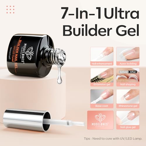 modelones Builder Nail Gel, 2 Pcs Clear Builder Nail Polish Base - color: Builder Clear Clear