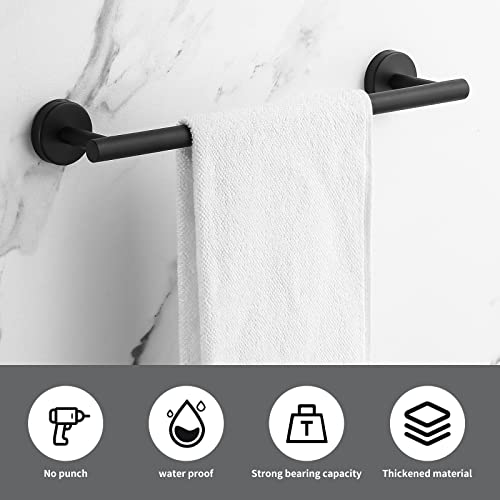 Towel Bar Set Mattel Black, Bathroom Accessories Set 5pcs Including 16'' Tower Bar, Towel Ring and 2 PCS Towel Hooks - color: Black-5pcs-16inch