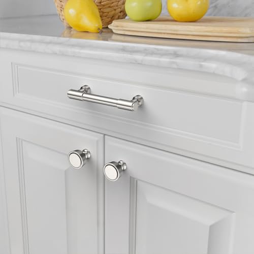 Amerdeco 10 Pack Brushed Satin Nickel Cabinet Pulls 3.75 Inch(96mm) Hole Center Drawer Pulls Cabinet Hardware Kitchen Cabinet Handles for Bathroom ZH0075 - color: Brushed Satin Nickel, size: 3.75"/96MM Hole Center