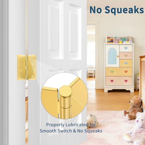 3 Pack Brushed Gold Door Hinges 4 Inch, Exterior Door Hinges - color: Brushed Gold, size: 4" 3 Pack