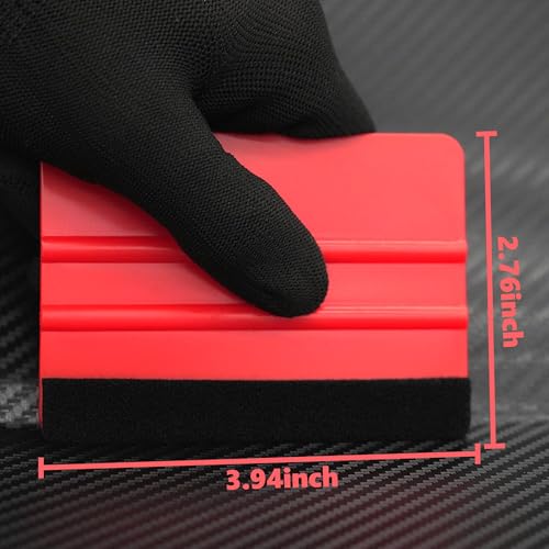 2-Pack Felt Edge Squeegee Tool for Vinyl Wrap & Wallpaper Smoothing, Plastic Scraper with Replacement Fabric Felts, Anti-Scratch Applicator for Car Window Tint, Glass Film & Craft Decals - color: Red