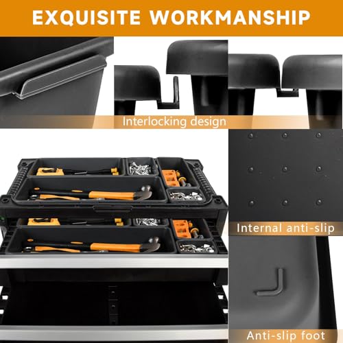 Tool Box Organizer Tray, 60 PCS & 5 Sizes, Black - color: Black: 60 PCS