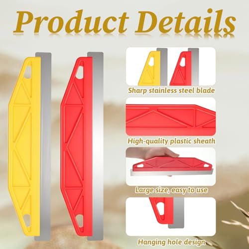 2PCS Paint Trim Guard 12 Inch Painters Straight Edge Stainless Steel Paint-Shield Paint Edger Tool for Walls Trim Painting Tool Straight Edge Tools for Precise Trimming (Yellow, Red)