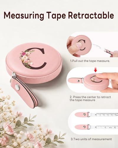 Maicican Retractable Tape Measure, Pink Leather Sewing Measuring Tape, C - color: Tape Measure-Pink C