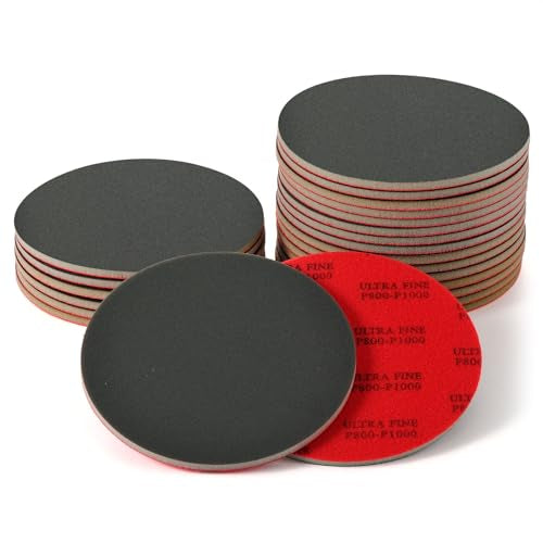 MAXMAN Foam Sanding Pads, 5" Bowling Sanding Pads, 800-1000 Grit for Auto | 18pcs Sanding Sponge Set, Reusable Wet Dry Sandpaper Block, for Random Orbital Sander, Wood, Metal, Drywall & Curved Surfaces - size: 5 inch, style: 800-1000 Grit