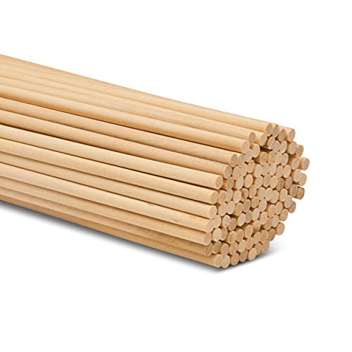 Wooden Dowel Rod, 1/8 Inch x 18 Inch Wood Dowels, Pack of 100 Wooden Dowels for Crafts, Unfinished Hardwood Wooden Dowels Rods, Strong Wood Rod Dowels for Crafting and DIYers - color: Pack of 1, size: 1/8" x 18" Dowels