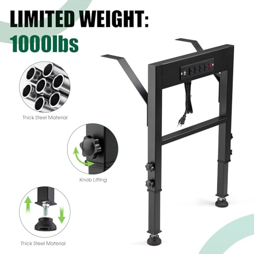 OLBRUS 19.6-Inch Depth Workbench Frame with Floor Protectors - size: Power Outlets / Rubber Pad