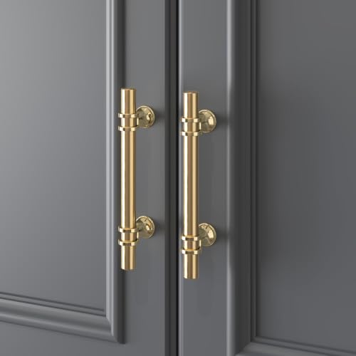 Haliwu 10 Pack 3-3/4 Inch Gold Cabinet Handles | 96mm Hole Center, Solid Aluminum and Zinc Alloy, Kitchen Pulls Hardware for Bathroom Drawer Dresser - color: Gold, size: 3-3/4 inch (96mm) hole spacing