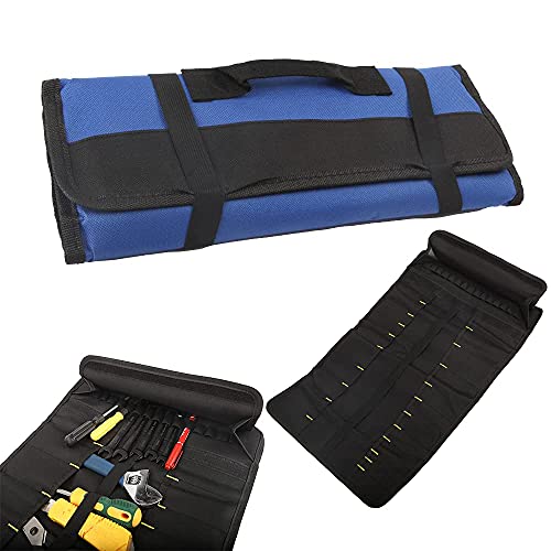 Canvas Roll Up Tool Bag Organizer Pouch for Wrenches & Screwdrivers - color: 1pc Blue