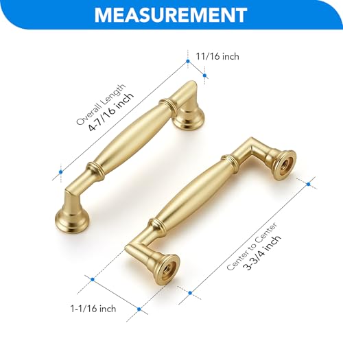 HOME EDIT Brushed Gold Cabinet Handles 3-3/4 Inch Pulls 20 Pack - color: Brushed Gold, size: 3-3/4 inches Hole Center