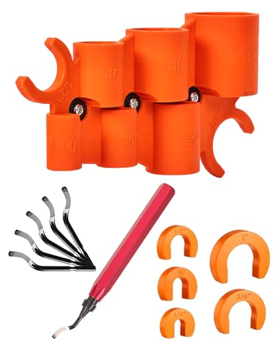 12 Pcs 1/4-1 Inch Depth Gauge and Pipe Deburring Tool, Removal Tools Set for Sharkbite Fittings, Deburring Tool with 5 High Speed Steel Blades,Plumbing Tools Kit for PEX Copper PVC CPVC Pipes