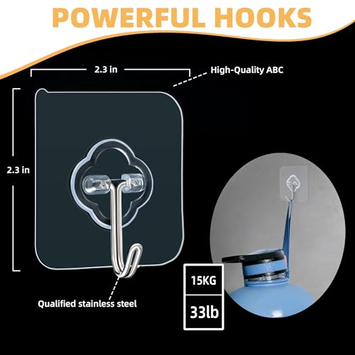 DKHDBD Adhesive Wall Hooks 50 Pack Heavy Duty Stainless Waterproof
