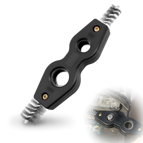 4-in-1 Copper Pipe Cleaner, Fits 1/2", 5/8", 3/4" & 7/8" Pipes, Stainless Steel Inner & Outer Thread Brush for Plumbing, Brazing, Soldering - color: Black