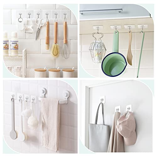 Adhesive Wall Hooks, 13 lb Clear Window Hooks Sticky Hooks 10 Pack