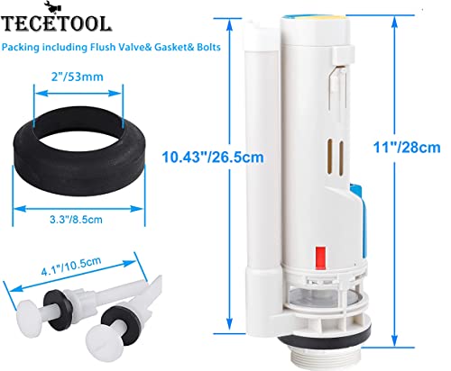 Toilet Flush Valve Replacement Kit 2 Inch Universal Water-Saving Toilet Repair Kit with Gasket and Bolts for Two Piece Dual Flush Valve White