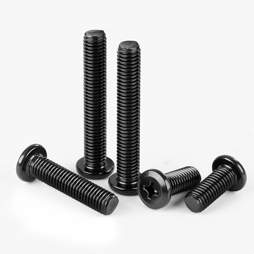 M5-0.8 x 35mm Flat Round Head Machine Screw, Furniture Bolts Countersunk Connector Screws, Stainless Steel 18-8 (304), Black Finish, Fully Threaded, 25 PCS - size: M5-0.8 x 35mm