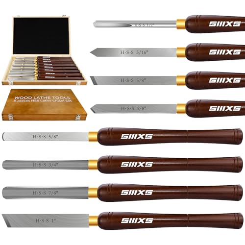 8pcs M2 HSS Wood Lathe Chisel Set with Long handle and Wooden Box