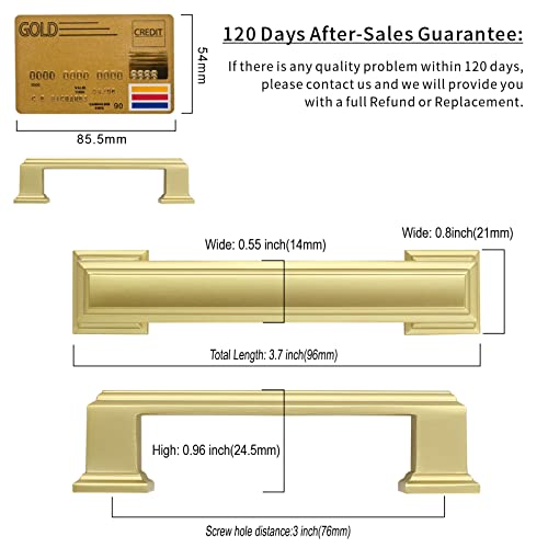 Amerdeco 10 Pack Brushed Gold Cabinet Pulls 3 Inch Hole Center Drawer Pulls Cabinet Hardware Solid Kitchen Cabinet Handles for Bathroom Drawer Pulls Dresser Pulls ZH0001 | Cabient Hardware Kitchen Cabinet Handles for Bathroom Drawer Pulls Dresser Pulls ZH