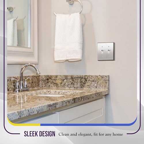ENERLITES Double Toggle Switch Metal Wall Plate, 2-Gang, Polished Chrome - color: Polished Chrome, size: Standard Size