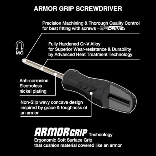 VESSEL ARMOR GRIP JISDRIVE Screwdriver 4PC. Set