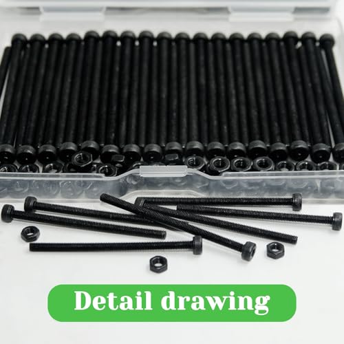 100Pcs M3 x 50mm Hex Socket Head Cap Screws Bolts, Carbon Steel, Black Oxide Finish, Allen Socket Drive, Full Threads,with Hex Spanner - size: M3 x 50-100Pcs
