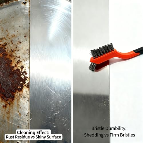 3-Piece Steel Wire Brush Set for Cleaning, Rust Removal, Scrubbing, Detail Work & Metal Cleaning - Stainless Steel/Brass/Nylon Bristles, Scratch Brush