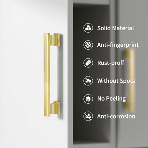 Brushed Brass Kitchen Rectangle Cabinet Knobs 1.49 Inch 10 Pack - color: Brushed Brass, size: 1.49"/38MM Single Hole