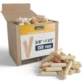 ALBO Wooden Dowel Pins 3/8 x 1 1/2 inch Fluted Wood Dowels Rods 150 Pack Hardwood Crafts Dowel Pegs - size: 3/8"- 150 Psc