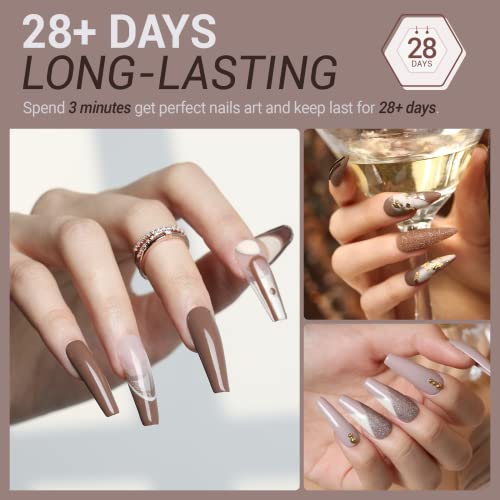 modelones Fall Gel Nail Polish Set, Chocolate Brown Coffee Nude Glitter - color: A4 Chocolate bar