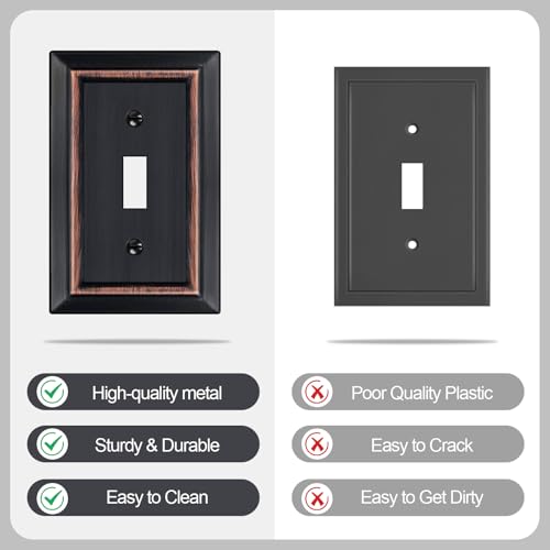 Metal Wall Plate for Light Switch, Applicable to Single Toggle, 6 Pack - size: Single Toggle