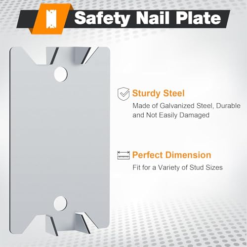 Nail Plates for Wood Studs 1.5 x 2.5 Inch Nail Stud Guards with Sharp Pointed Prongs Electrical Wire Stud Plate Protector Nail Stopper for Plumbing and Wiring Protection - 100Pack - size: 1.5" x 2.5" - 100 Pack
