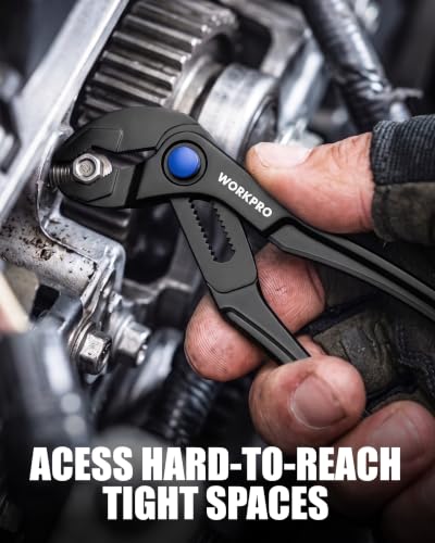 WORKPRO Mini Water Pump Pliers, 4-Inch Groove Joint Pliers for Tight Spaces - color: Black