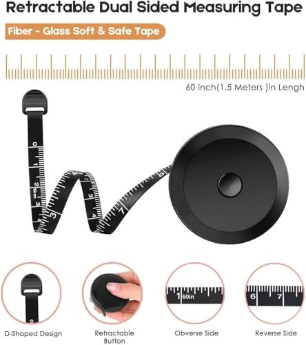 iBayam 2 Pack Tape Measure Measuring Tape for Body Fabric Sewing 60"/150cm - color: White & Black