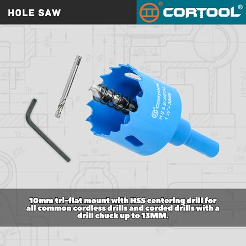 1-1/2 Inch Hole Saw with Arbor for Metal and Wood Cutting, Bi-Metal Hole Cutter, 1-1/2" Hole Saw Kit for Drywall, Wood, PVC Boards, Fiberglass and Vent Pipes - style: 1-1/2"（38mm）