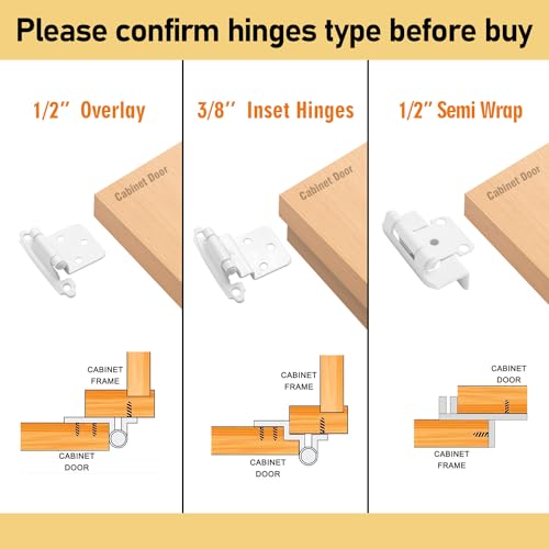 20 Pack (10 Pairs) 3/8 Inch Inset Semi Cabinet Hinges White - color: White, size: 20 Pack (10 Pairs)