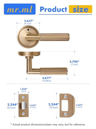 Knurled Door Lever Champagne Bronze Privacy Door Handle, 1 Pack - color: Champagne Bronze
