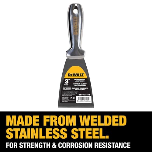 DEWALT 3" All Stainless Steel Joint Knife | One-Piece Premium Polished Metal Putty Blade | 2-403 - size: 3-Inch