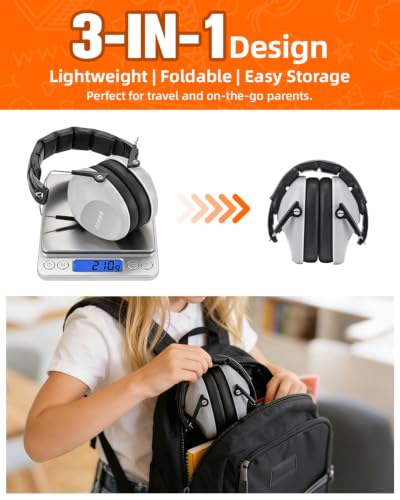 ZOHAN 032 Kids Noise Canceling Headphones - 25dB NRR Kids Ear Protection Earmuffs for School, Monster Jam, Fireworks, Travel, Air Show, Concert, Autism - Grey - color: 1pack - Grey