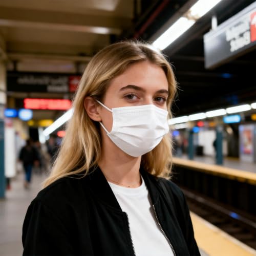 Disposable Face Masks 100 Pack, 3-Ply Breathable Masks with Soft Comfortable Earloops, Adjustable Nose Clip for Office, Travel, School & Public Use, White - color: White