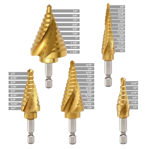 Step Drill Bits with Two Spiral Grooves, 5PCS - style: 5PC-Spiral