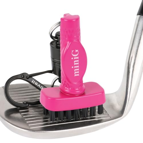Grooveit Pink Mini Golf Brush The MiniG 'Dry Scrubber' Features A Detachable Magnet, Heavy-Duty Nylon Bristles, and 3-Yr Warranty - Used On All Professional Golf Tours - Golf Accessory of 2023 - color: Pink