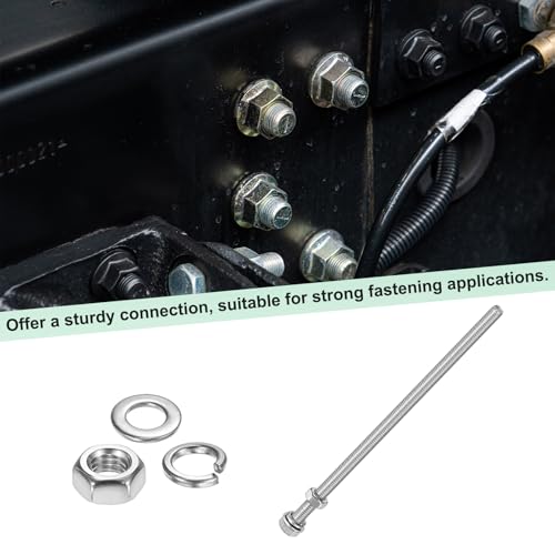 M METERXITY 10-Pack Hex Head Screw Bolt with Nuts Flat & Lock Washers M5x120mm Stainless Steel Bolts and Nuts Kit Fully Threaded Metric Bolt Assortment for Equipment/Machinery - size: M5x120mm