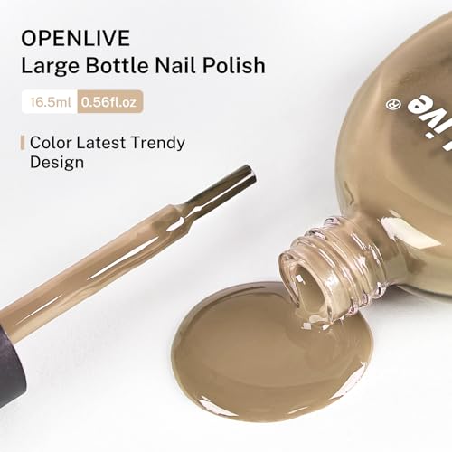OpenLive 16.5ml Nude Brown Nail Polish Large Volume Quick Drying Nail Polish, Fast Drying and Long Lasting Color Nail Art DIY Home Manicure Gift for Women - color: Nude Brown