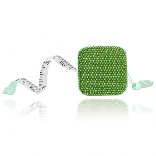 SlowVibes Bling Green Diamond Retractable Body Measuring Tape, 60 Inch - color: Green