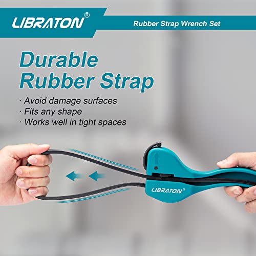 LIBRATON 2PCS Strap Wrench Set, Oil Filter Wrench, Rubber Strap Wrench