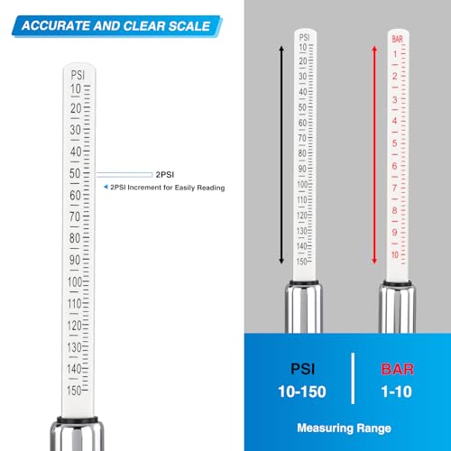 Nilight Dual Head Tire Pressure Gauge 10-150PSI Heavy Duty Straight-On - color: 1pc Tire Pressure Gauge