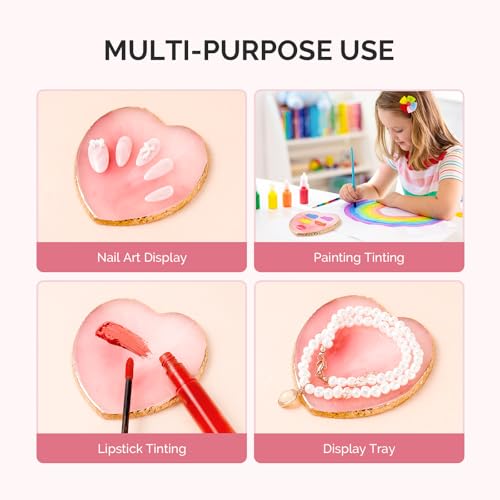 MelodySusie 1PC Heart Shape Resin Nail Art Palette, Professional Color Mixing Board for Gel Polish, Acrylics, Pigment Blending, Salon and DIY Makeup Artist Tool, Pink - color: Pink Heart Without Spatula