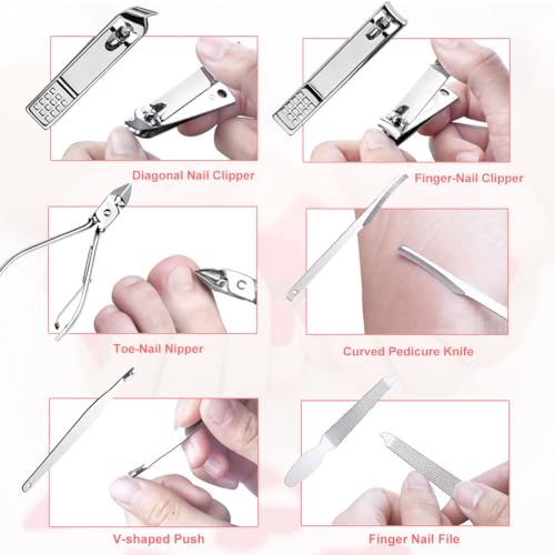 18 Pieces Manicure Set for Women,Nail Clipper Grooming Kit (Red) - color: Red