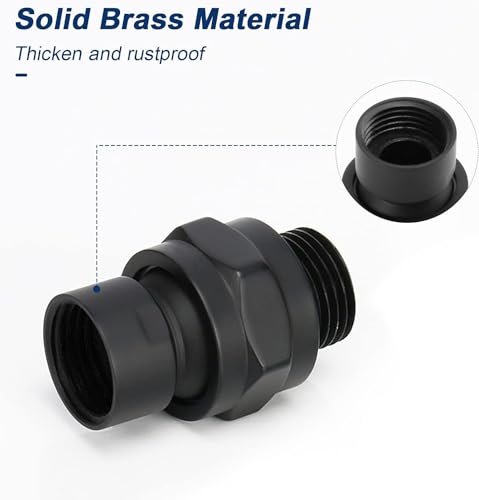 NearMoon Shower Head Swivel Ball Adapter - Solid Brass Shower Connector Ball Joint Adjustable Universal Shower Arm Extension Component (Matte Black) - color: Matte Black